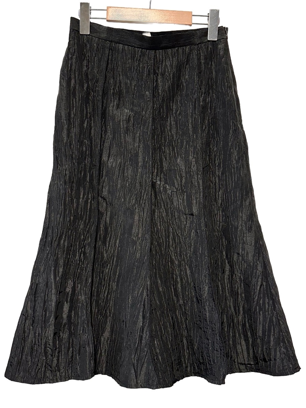 Studio Petites Black Crinkle Midi Skirt Textured Goth Boho Y2K